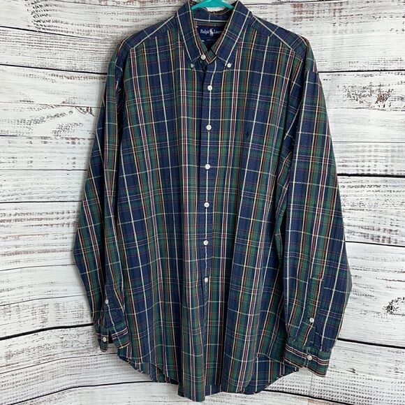 Ralph Lauren Shirt Mens large plaid button Up preppy cotton - Picture 2 of 9